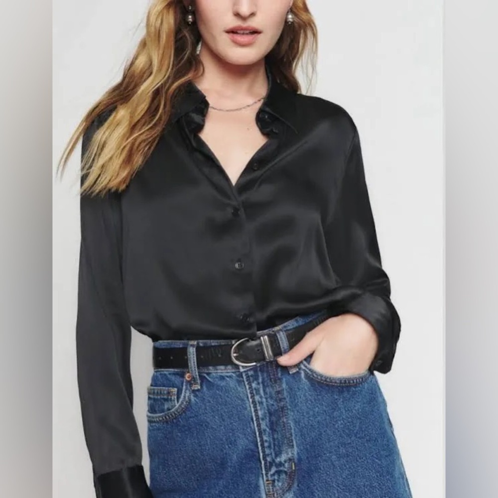REFORMATION Sky Relaxed Silk Top